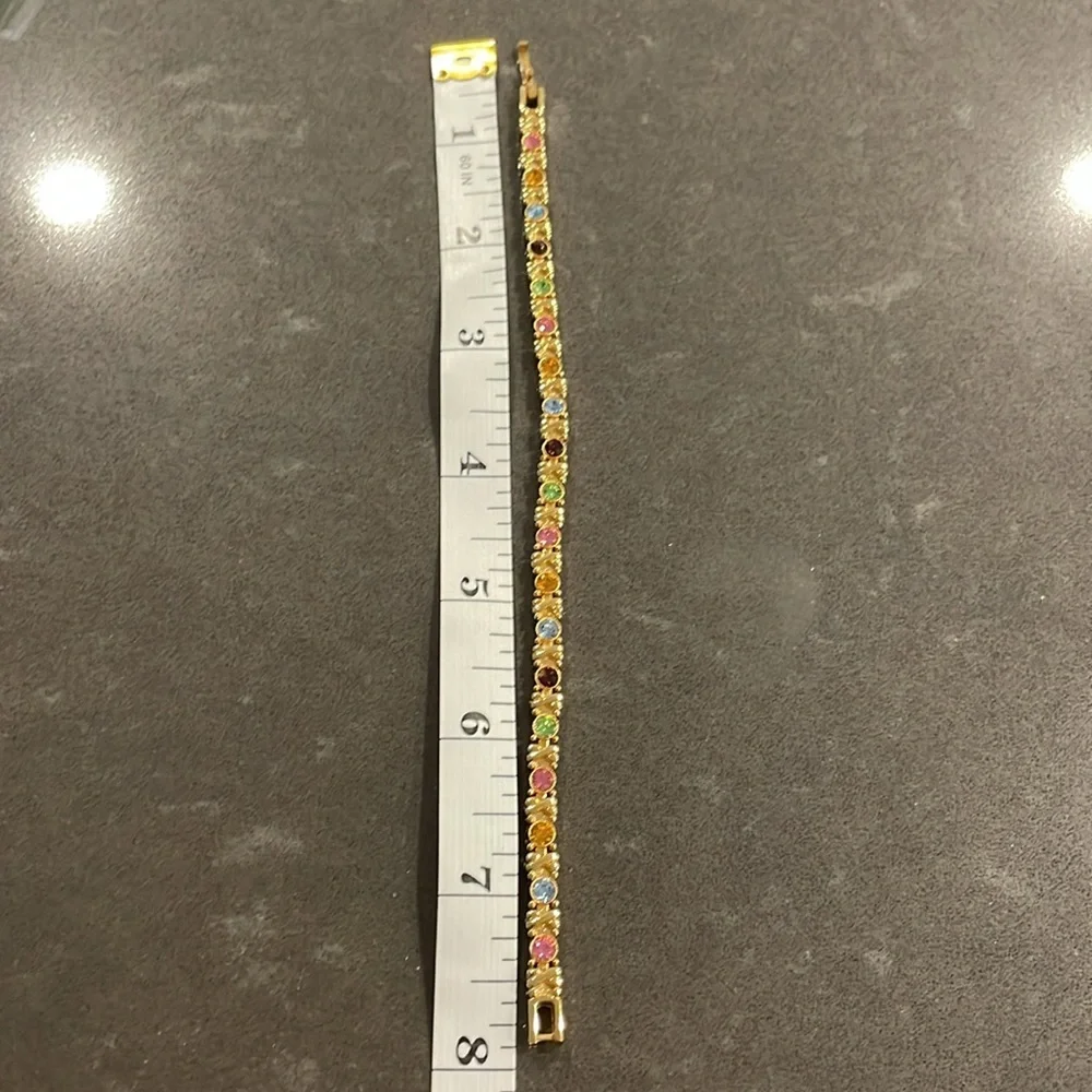 Gold Tone Multicolor Rhinestone Bracelet